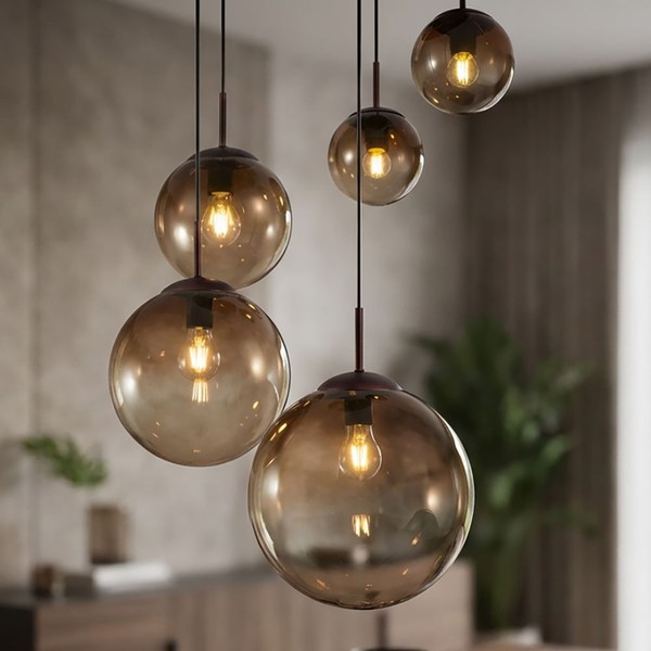 Pendelleuchte HäNgelampe Kugelleuchte Wohnzimmerlampe Deckenlampe Led 5-Flammig-image