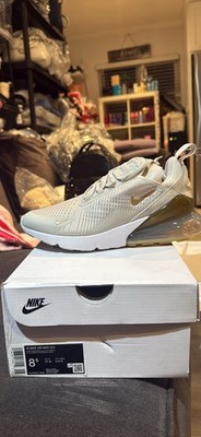 Nike Air Max 270 Women Low Top Sneakers White/Gold Lace-Up HJ3222 006
