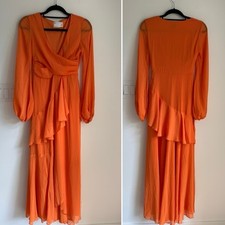 ASOS Faux Wrap Waist Maxi Dress with Double Layer Skirt Long Sleeve Size 2 NEW