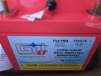 Gill LT 7243-14 Sealed Aircraft Battery 24V 14Ah FAA-PMA Lead-Acid New