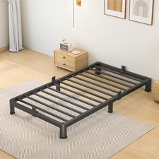 7 Inch Twin Bed Frame, Metal Platform Frame with Round Corner Twin, Black