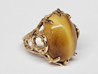 STATEMENT 9.6k Gold BRUTALIST Cat's Eye Quartz Cabochon Ring Sz 7.50 — photo 4