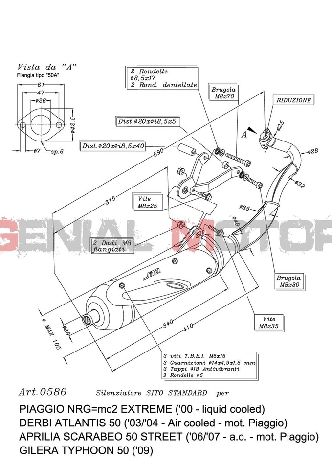 Sistema de escape completo Leovince Sito Steel Piaggio Typhoon 50 2009 > 2020 Foto 3 de 3