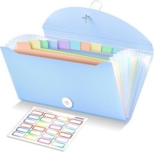 13 Pocket Accordion File Organizer Rainbow Labels Bill Receipt Coupon Storage