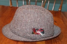 Vintage Tweed Fedora Hat Harris Tweed Fedora Wool Hat Sz XL 7 1/2" to 7 3/4"