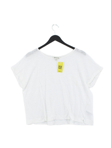 Whistles Women's T-Shirt M White 100% Linen Short Sleeve Round Neck Basic - Picture 1 of 5