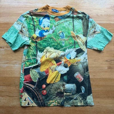 Vintage Tokyo Disneyland Donald Duck Jungle Cruise All Over Print T-Shirt Large