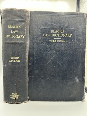 Blacks Law Dictionary Third Edition 3rd 1933 Vintage Hardcover West Publishing
