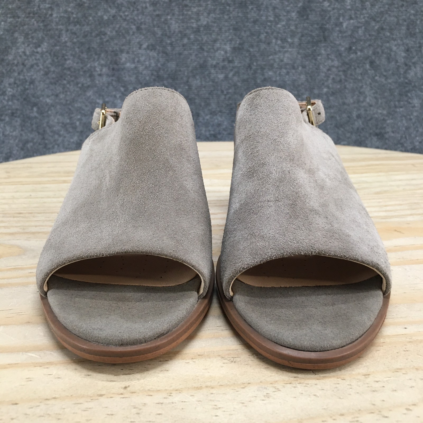 Clarks Sandals Womens 6 M Kaylin 60 Slingback Gray Leather Casual Block Heels