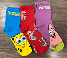 Brand New - One Size Fits Most - Spongebob Squarepants - 3 Pair Quarter Socks
