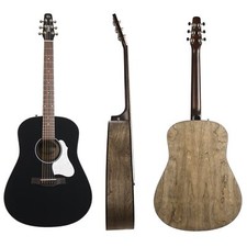 Seagull 048595 S6 Classic Black Acoustic Electric Guitar, Solid Cedar Top