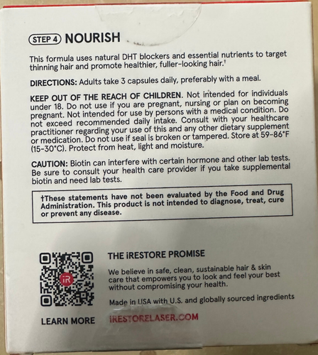 iRestore Hair Growth Formula - Natural DHT Blockers - 90 vegan caps - Picture 3 of 3