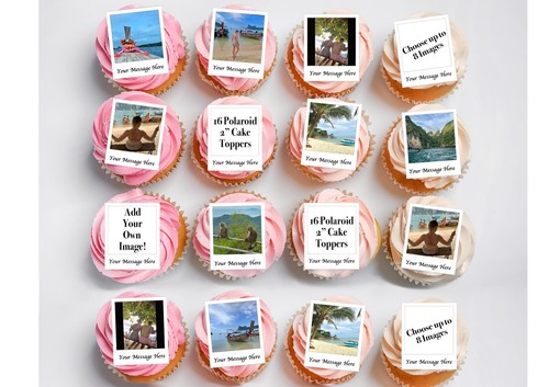 Cake Toppers PERSONALISED 16 x 2" Polaroid Edible Wafer Card or Decor Icing - Picture 7 of 12