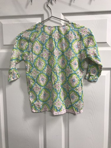 Peek Large Green & Pink Boho Top - EUC - Picture 2 of 5
