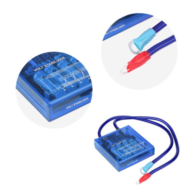 Vehicle Car Fuel Saver Voltage Stabilizer Regulator Kit & Ground Cables 12V Blue