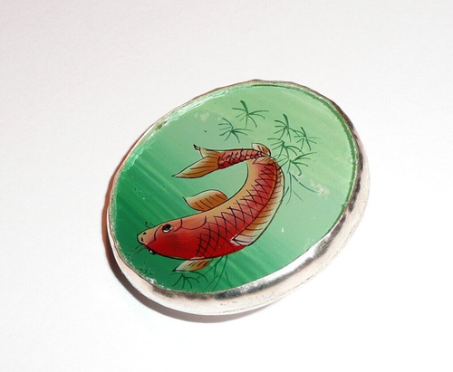 Botón de vástago de vidrio y metal pintura inversa primitiva estanque peces koi naranja 1-3/8" - Imagen 7 de 8