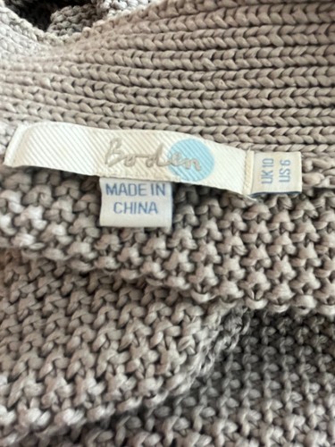 Boden 100% Cotton Long Cardigan Taupe Chunky Knit Duster Sweater Lg Buttons US/6 - Picture 7 of 8