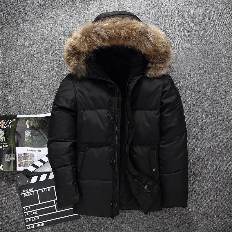 Men Casual Hooded Down Coat Puff Winter Warm Thicken Short Jacket Parka Oversize - Image 3 of 4