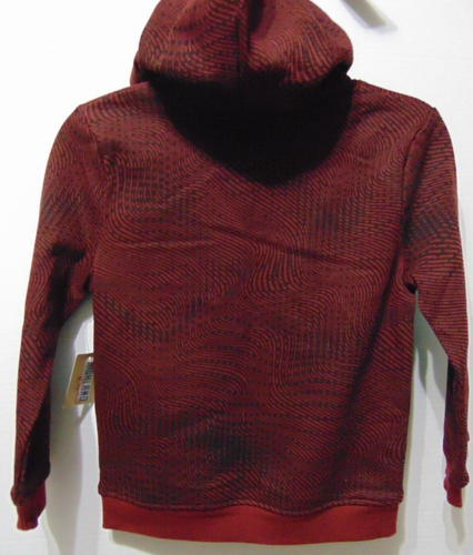 Boys Size 7 Fleece Hoodie w/ Pockets Maroon & Black Abstract WAVE NEW w/ TAG - Picture 7 of 8