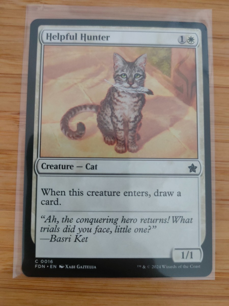 helpful hunter mtg card [0895] [Cats Are Better Than Dogs] [Secret Lair Drop] [Foil]  Face to Face Games When this creature enters MTG Helpful Hunter 0016 Foundations