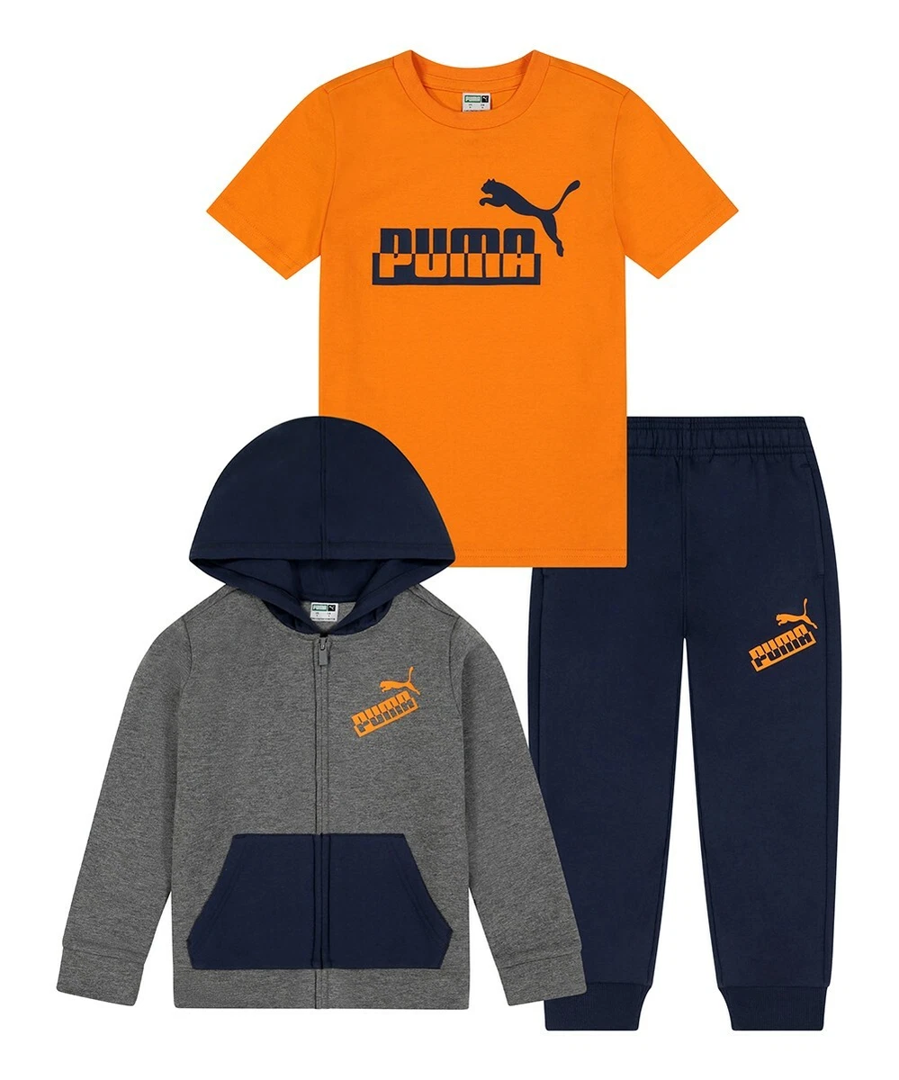 Puma Boys Kids Toddler 3 piece Set Outfit BLUE ORANGE Size 4