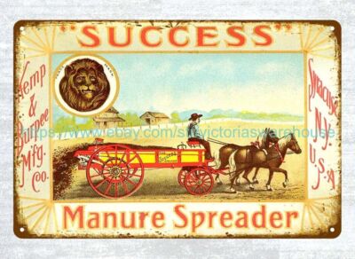 Spreader Sign office wall decor Success Manure Spreader metal tin sign | eBay