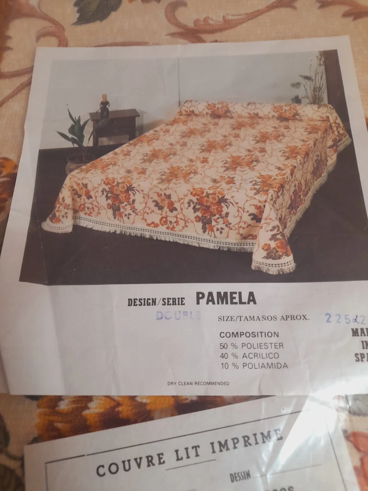 Colcha doble vintage años 70 estampado floral (100% sintética). Español. Foto 3 de 4