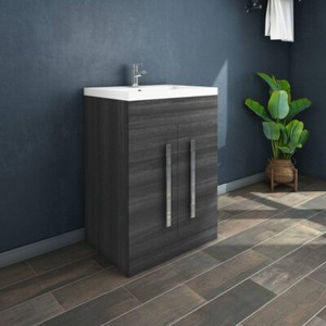 Designer Grey 600mm Bathroom Furniture Vanity Unit Basin Sink Freestanding