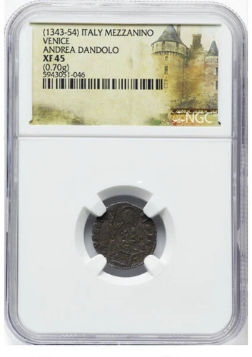 Italy: Venice. Andrea Dandolo Mezzanino ND (1343-1354) XF45 NGC