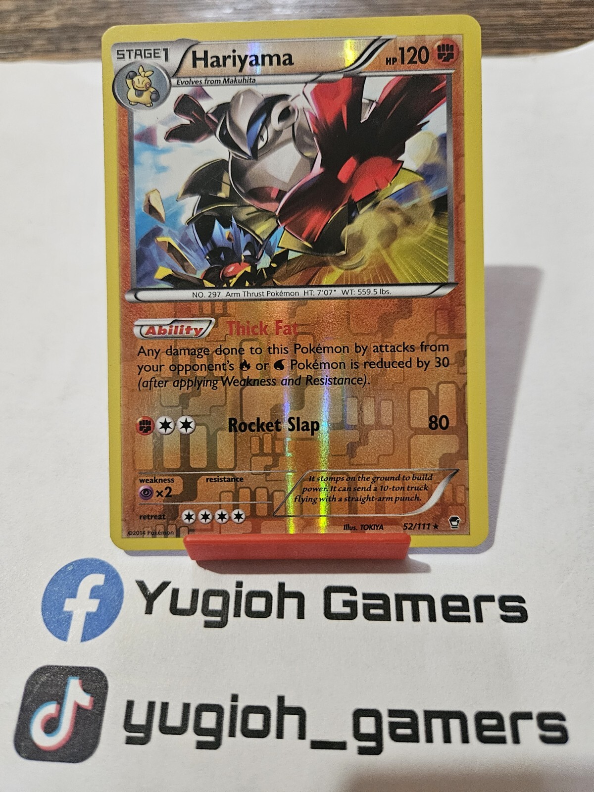 Pokemon Hariyama 52/111 Furious Fists Reverse Holo Light Played