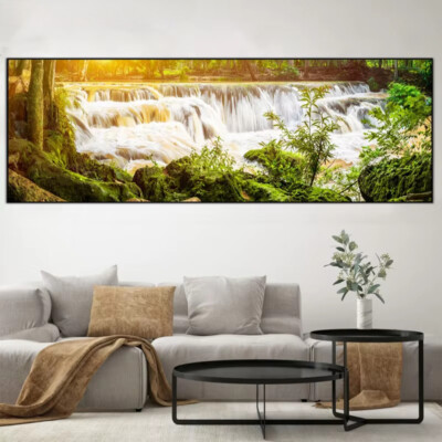 Forest Waterfall Landscape Canvas Painting Poster Living Room Home Decor