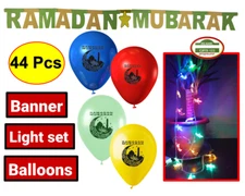 Ramadan decor 44 Pcs string Light + Banner + balloons Ramadan Gift Islamic gifts