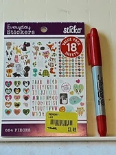 American Crafts Sticko Every Day Stickers Cute Critter Pad 18 pgs 684 stickerNIP