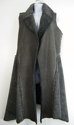 Lovely Lagenlook Wildleder-Langweste 100% Acryl, Grau, One Size 8-12