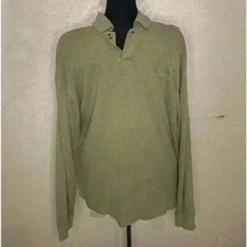 Callaway Golf men's embroidered long sleeve 3 button ultra soft khaki polo sz L