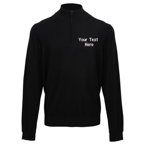 Personalised Embroidered Premier Zip Knitted Sweater Long Sleeve Office Staff - Picture 5 of 5