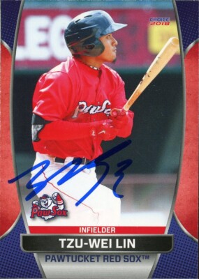 2018 Pawtucket Red Sox TZU WEI LIN Signed Card autograph AUTO TAIWAN WORLD SERIE