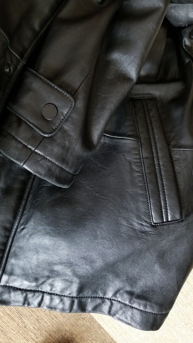 Perry Ellis Portfolio XL Black Lamb Leather Jacket | eBay