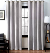 Set of 2 Loha Linen"Look" Curtain Panels Dove Grey 54 x 84 Each - Exclusive Home