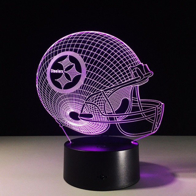 Night Light Pittsburgh Steelers Helmet 3D LED NFL Football Lamp Xmas