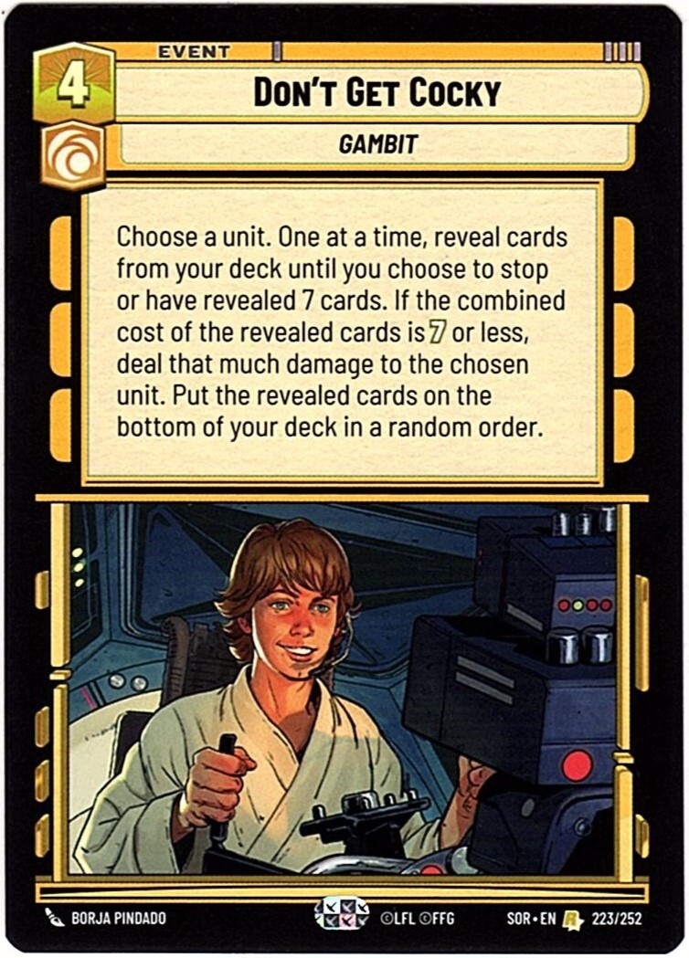 Star Wars Unlimited: Spark of Rebellion Don't Get Cocky (Rare)