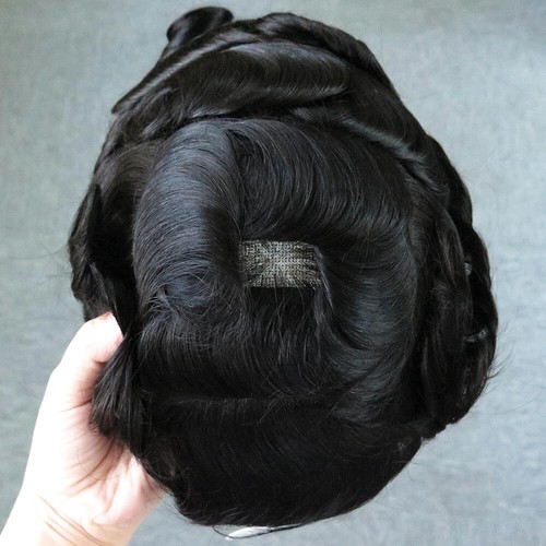 Mens Toupee All French Lace Human HairReplecement System Real Gent Pieces #1C - Picture 6 of 11