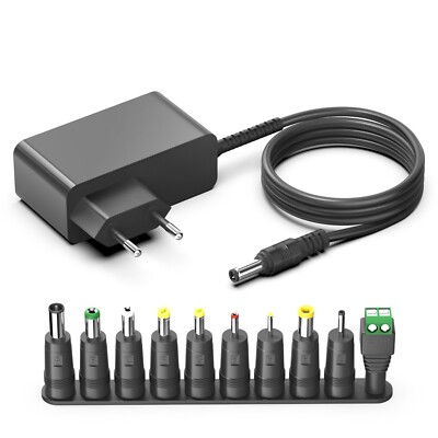 15V 2A Netzteil für DOCKIN Bluetooth Lautsprecher mit 10 Stück Adapterspitzen
