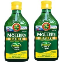 MOLLERS GOLD Fischöl Lebertran 2 x 250ml Omega 3 EPA DHA Vitamin D3 2000 I.E.