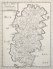 Sardegna Originale Incisione Cartina Geografica Sanson Mariette 1660