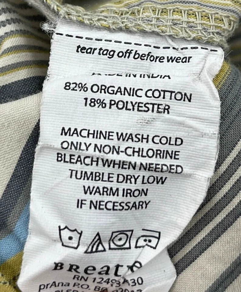 Prana Shirt Mens Large Multicolor Stripe Long Sleeve Button Up Rockabilly - Image 4 of 4