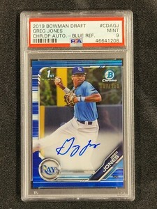 2019 1st Bowman Chrome Blue Ref. Auto Greg Jones /150 PSA 9 Mint #CDAGJ 112922