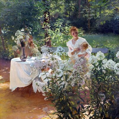 Garden flowers girl tea by G Touche Tile Mural Kitchen Backsplash Marble Ceramic