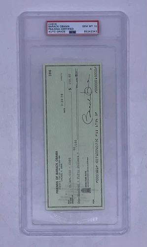 Barack Obama President POTUS Signed Cancelled Check $150.00 PSA/DNA 10