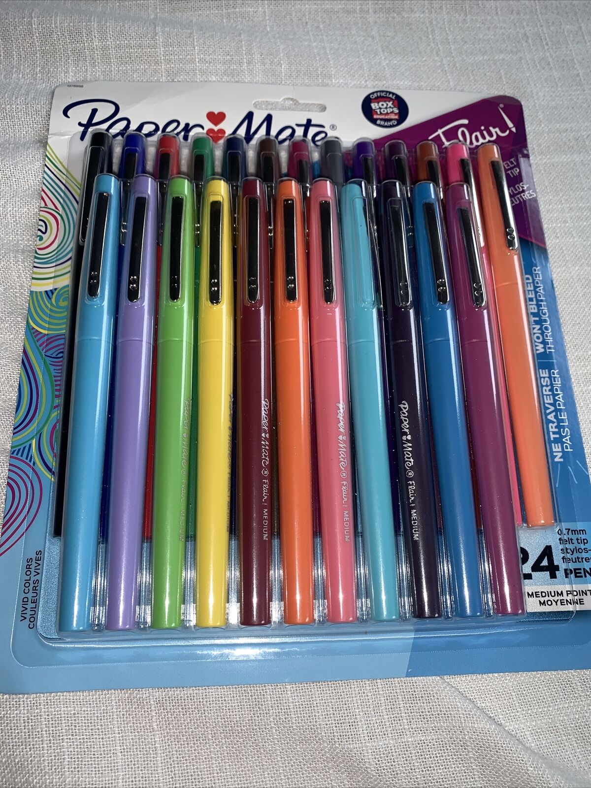 Brand New Sealed Paper Mate Flair Felt Tip 24 Pens M Point 0.7- Assorted  Colors 71641115231